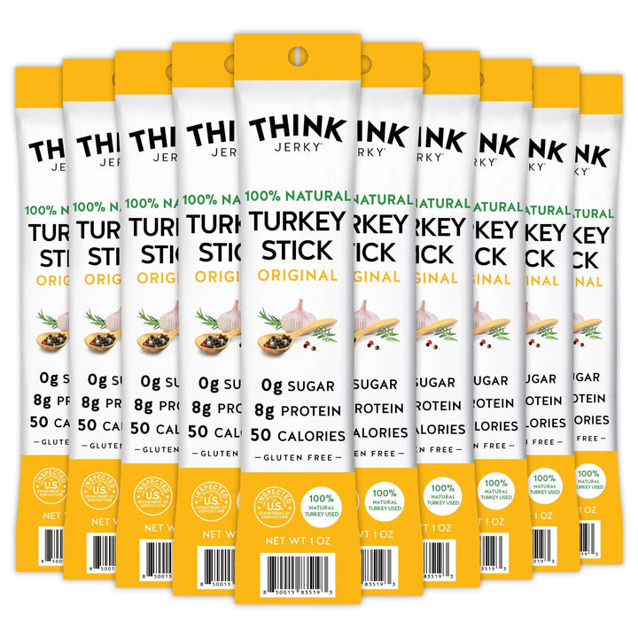 Think Jerky turkey sticks, individually wrapped for quick, mess-free snacks