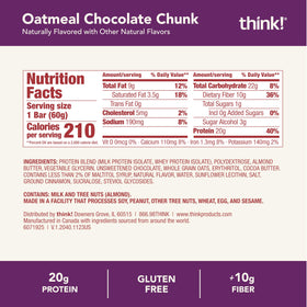 think! oatmeal-chocolate-chunk bar bite shot highlights rich flavor and chewy texture