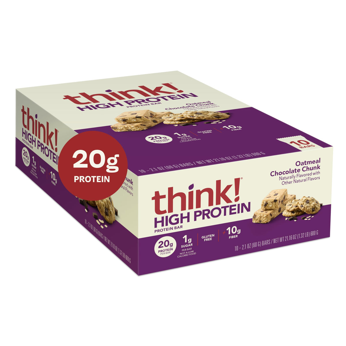 think! oatmeal-chocolate-chunk bar ingredients glimpse emphasizes wholesome oats and spices