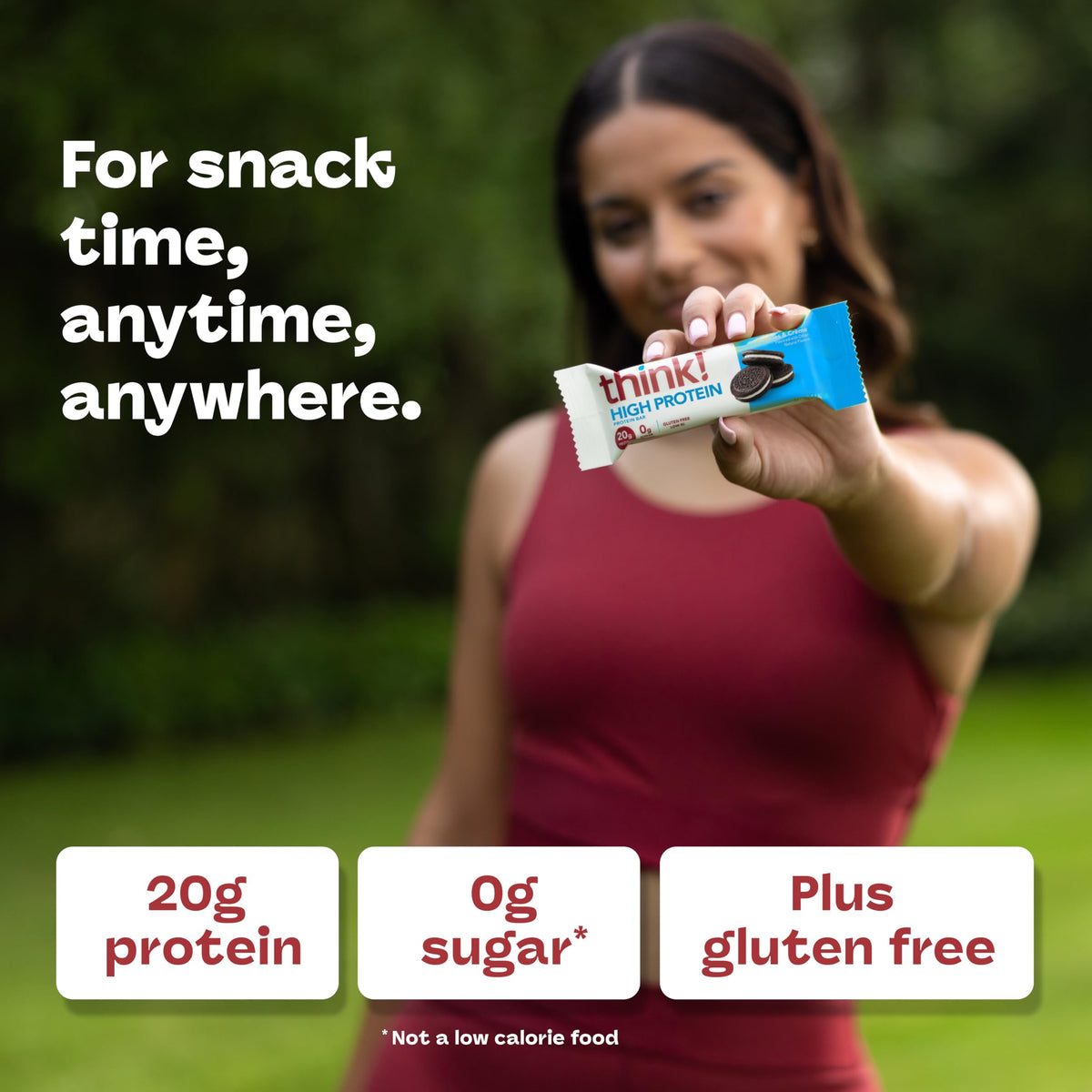 Think! Cookies and Créme bar with fruit pairing for a balanced snack.