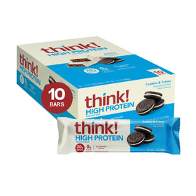 Think! Cookies and Créme packaging highlights gluten-free and kosher-friendly protein snack.