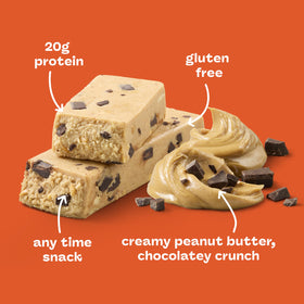 Think! protein bar on the go provides quick energy with peanut butter and chunks.