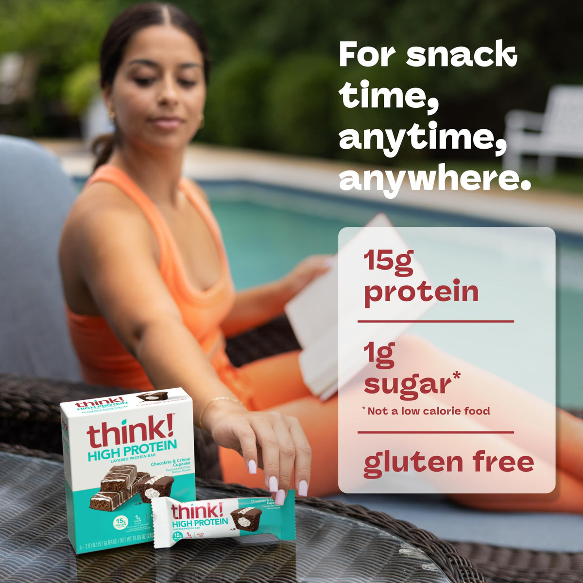 Think! Protein bar nutrition panel displays 15g protein per serving