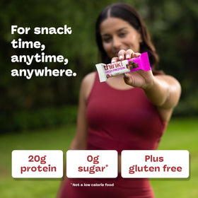 Nutrition panel of Think! Chocolate Fudge bar showing 20g protein per bar.