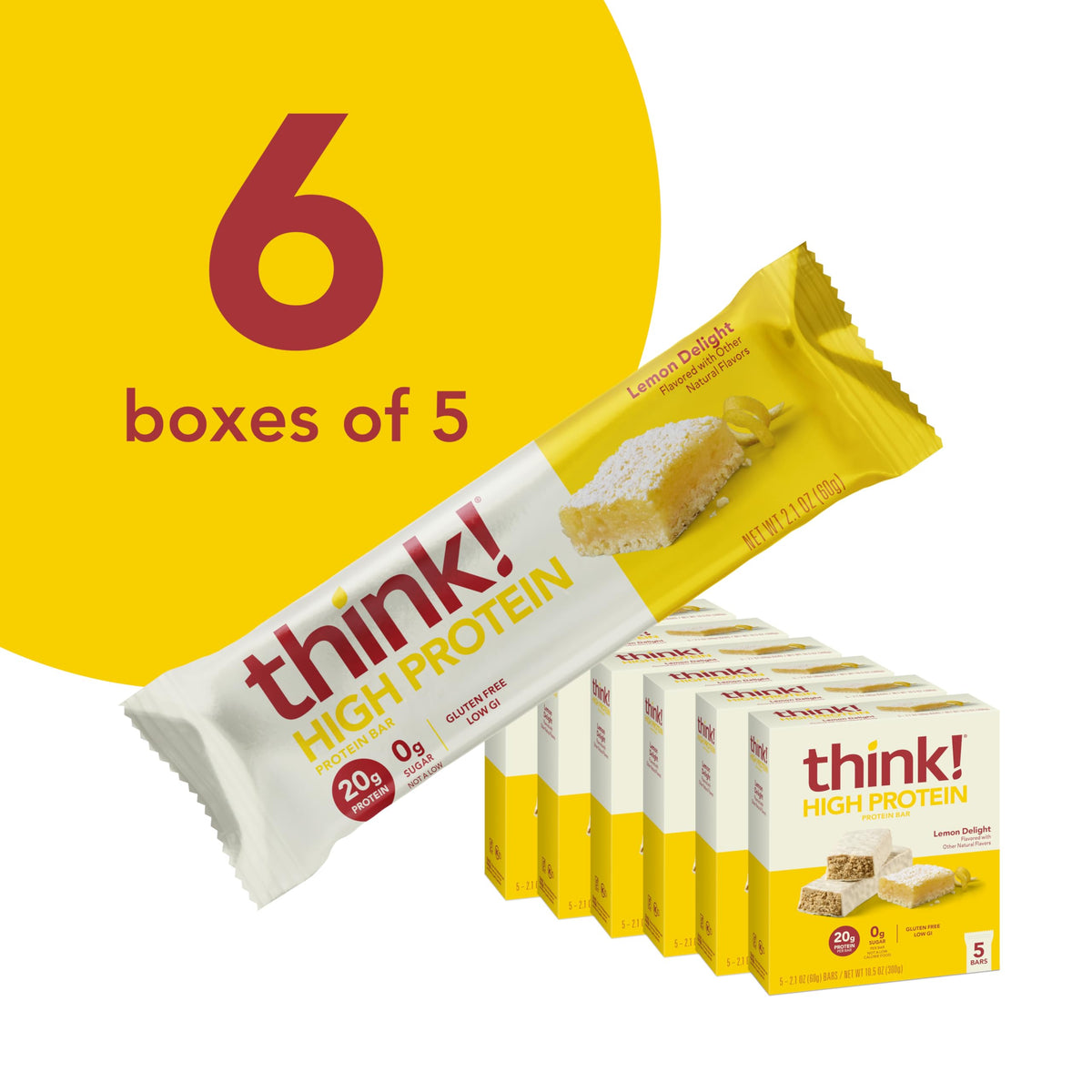 Think! Lemon Delight bar close-up shows creamy texture and lemon flavor.