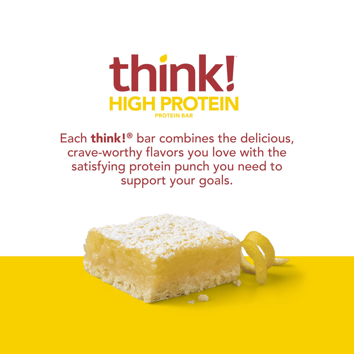 Think! Lemon Delight bar texture reveals almond crunch and creamy coating.
