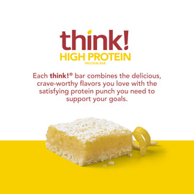 Think! Lemon Delight bar texture reveals almond crunch and creamy coating.