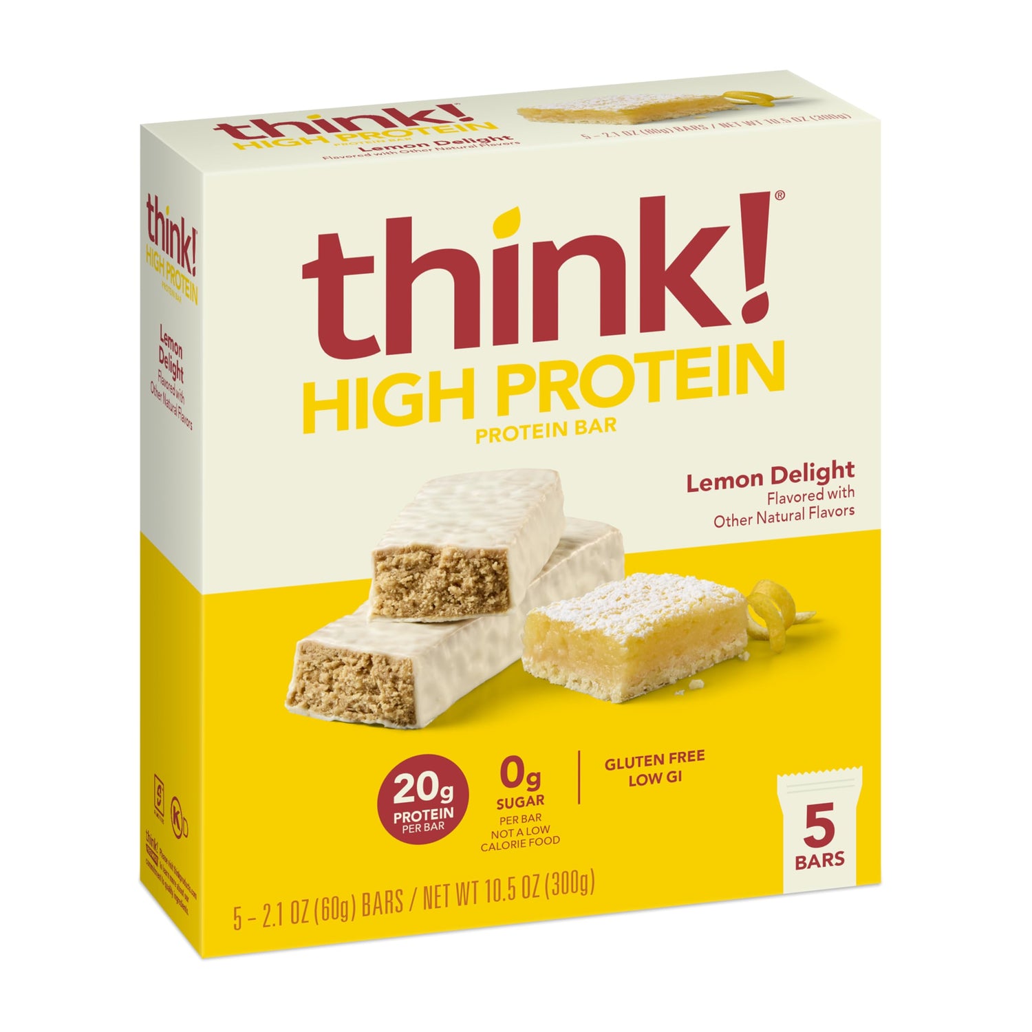 Think! Lemon Delight packaging highlights a high-protein on-the-go snack.