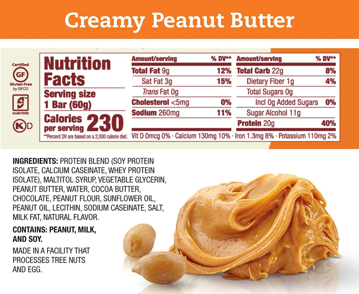 Think Thin 20-pack bar close-up reveals creamy peanut butter texture for a satisfying bite.