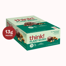 Think! vegan bar chocolate closeup shows rich cocoa and nut texture, a satisfying bite