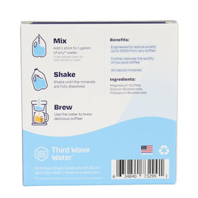 Third Wave Water Low Acid Profile works with beans or grounds for a gentler cup