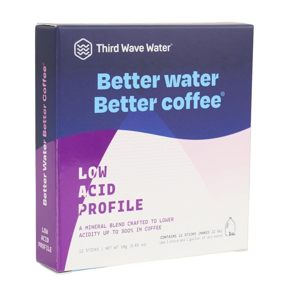 Third Wave Water Low Acid Profile sticks dissolve in a bottle for a smoother brew