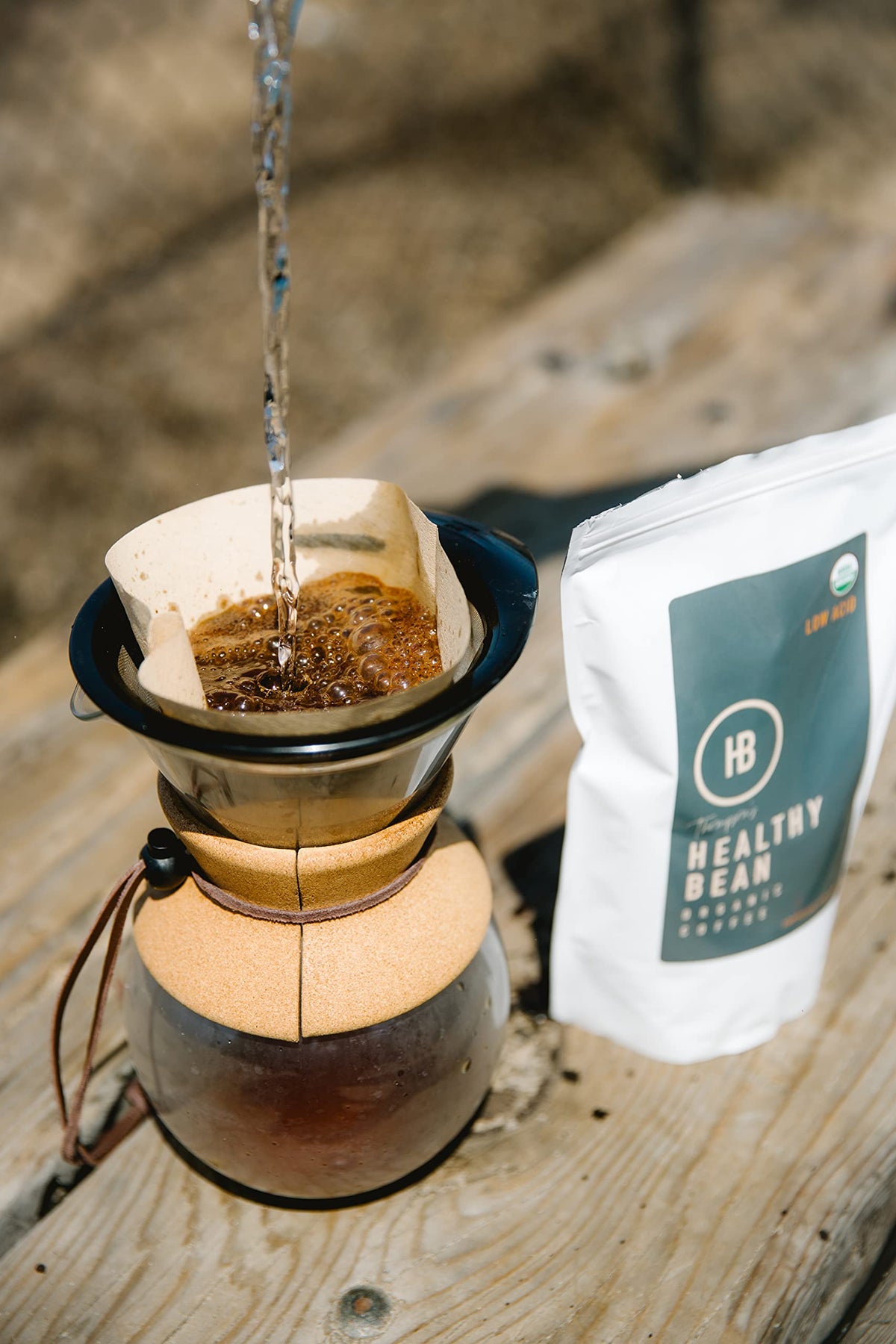 Thompson's Healthy Bean Espresso steaming cup highlighting rich aroma.