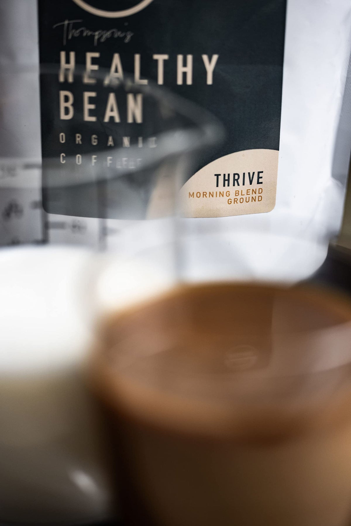 Thompson's Healthy Bean Thrive aroma-closeup emphasizes fragrance of the roast.