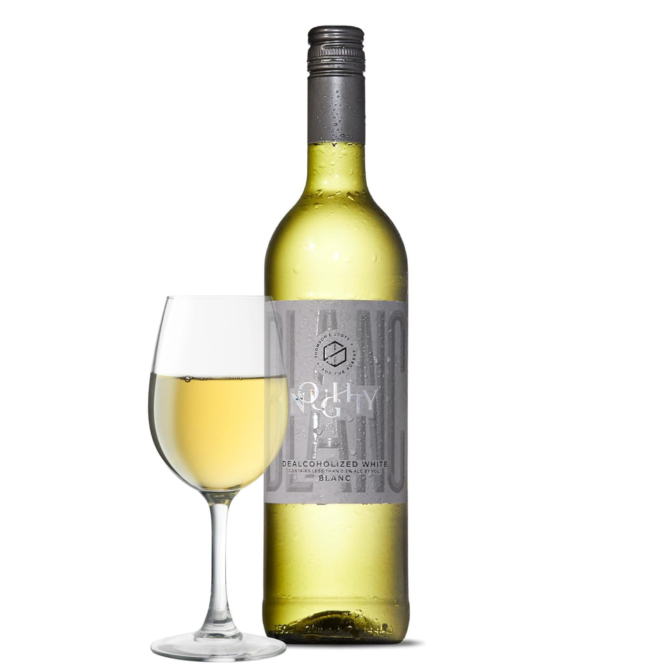 Thomson & Scott Noughty Blanc bottle front, organic and low-alcohol wine.