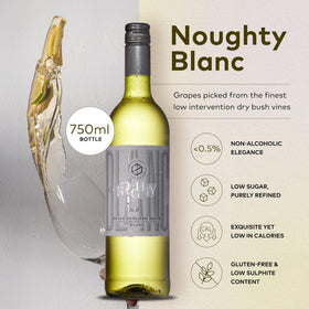 Pouring Thomson & Scott Noughty Blanc to reveal aroma-forward notes.