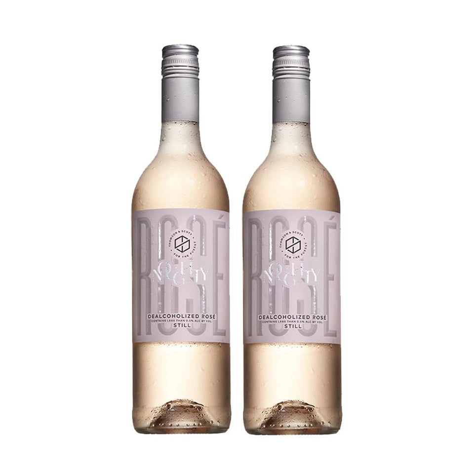 Thomson and Scott Noughty Provence Rosé bottle front, premium non-alcoholic elegance.