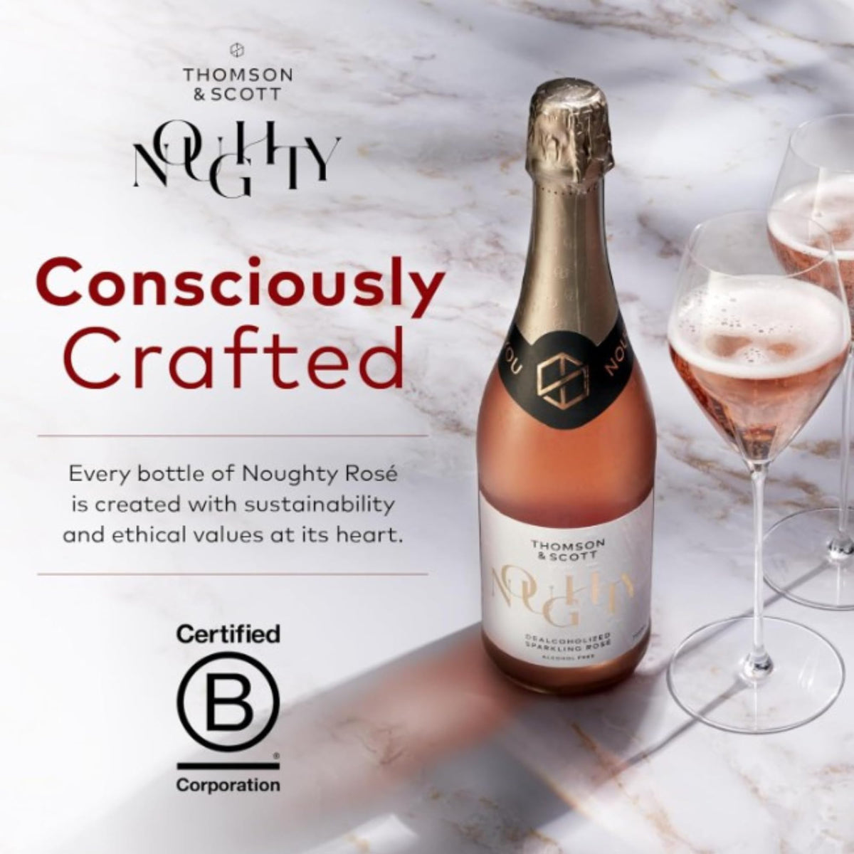 Thomson and Scott Noughty 2-pack, alcohol-free celebration set for gatherings.
