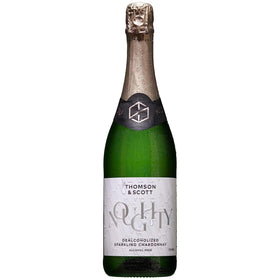 Thomson & Scott Noughty bottle on display for alcohol-free toasts.
