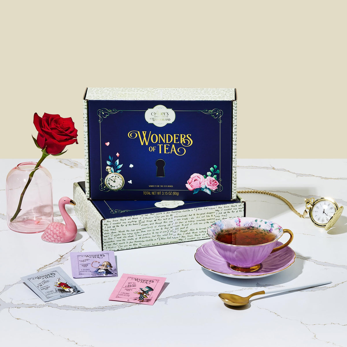 Thoughtfully Alice's Adventures illustrations and quotes wrapper, storybook charm on every bag