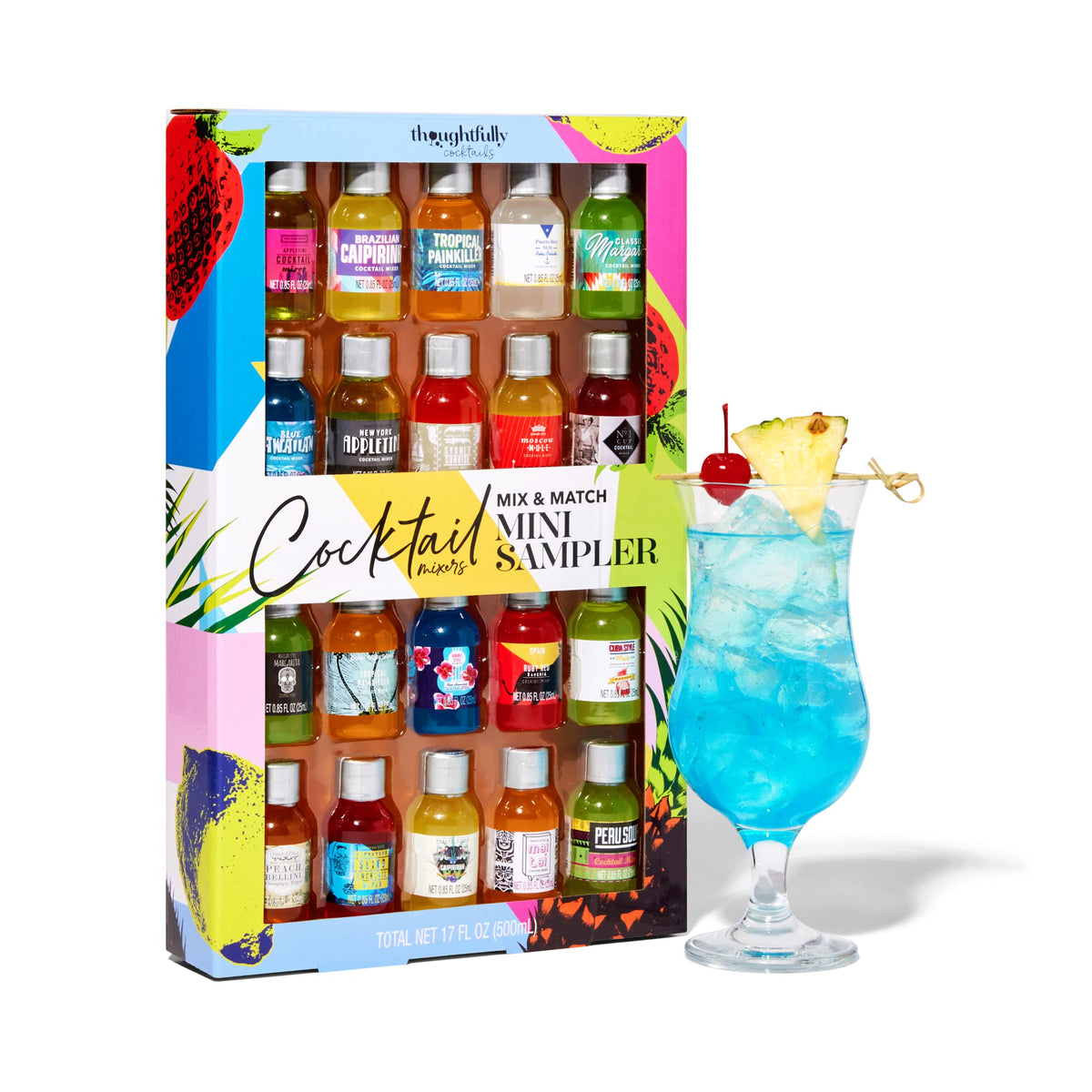 Thoughtfully cocktail mixer sampler set with 20 flavors for endless at-home cocktail ideas.