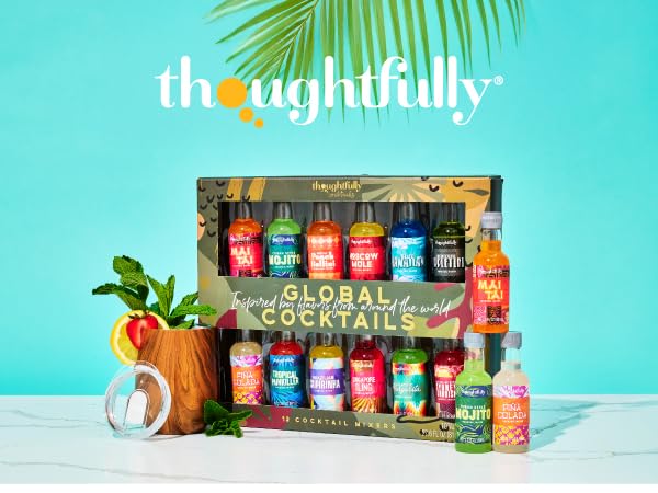Thoughtfully Cocktails blue hawaiian flavor evokes tropical blue paradise.