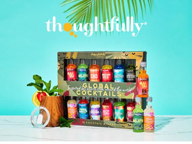 Thoughtfully Cocktails blue hawaiian flavor evokes tropical blue paradise.