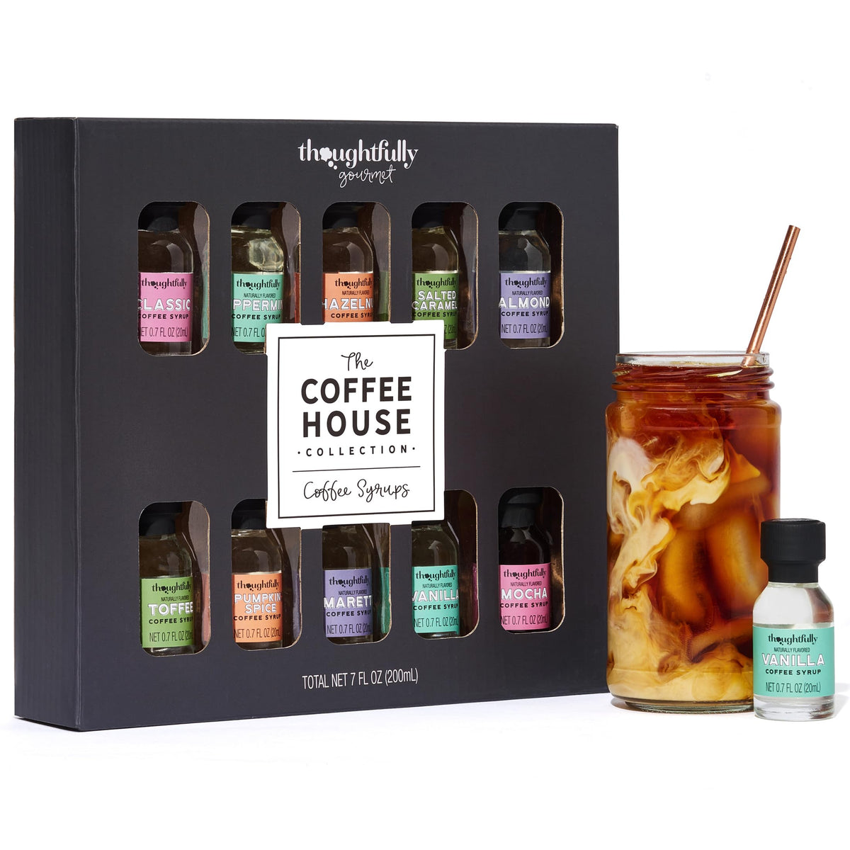 Thoughtfully Gourmet coffee syrup sampler set packshot for home baristas