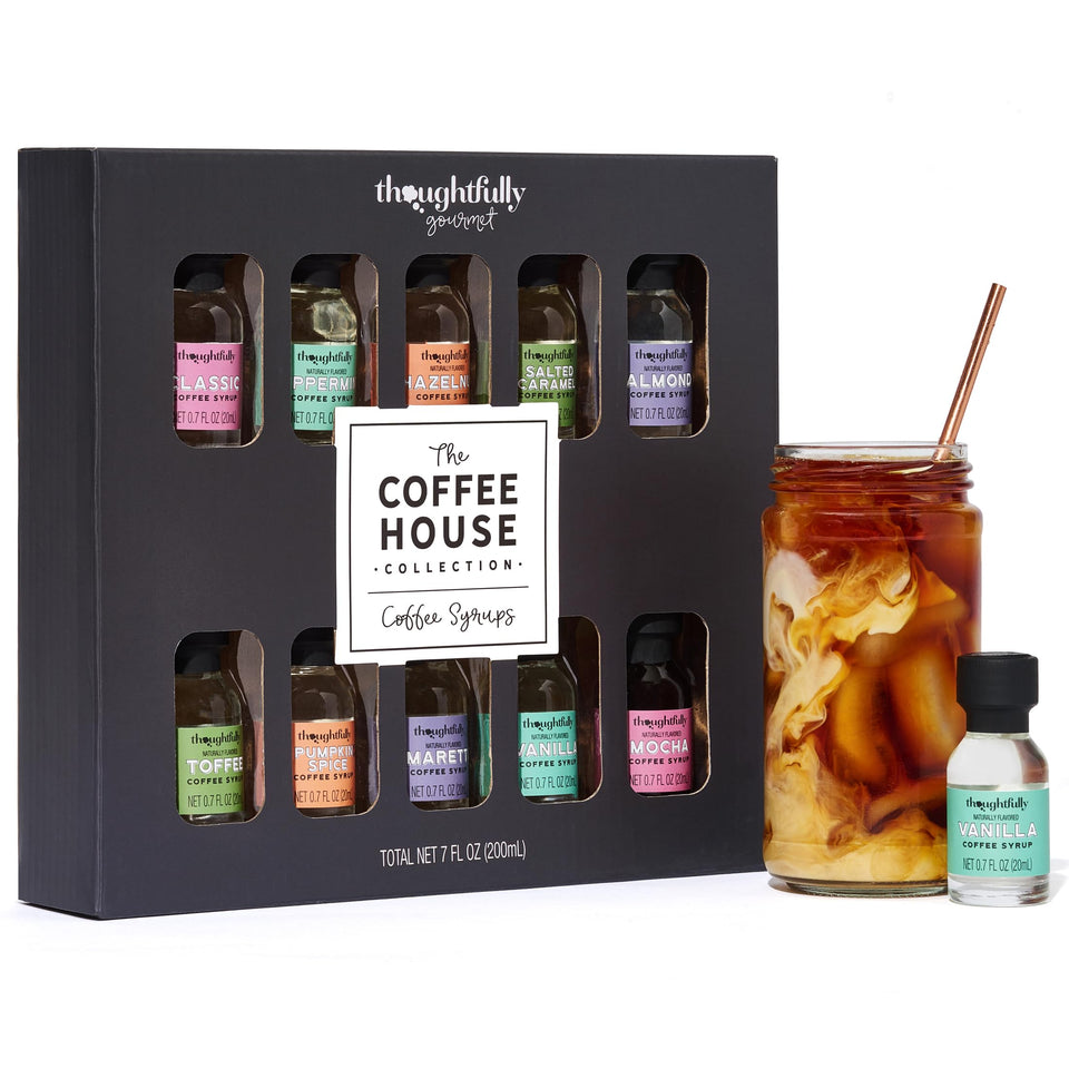 Thoughtfully Gourmet coffee syrup sampler set packshot for home baristas