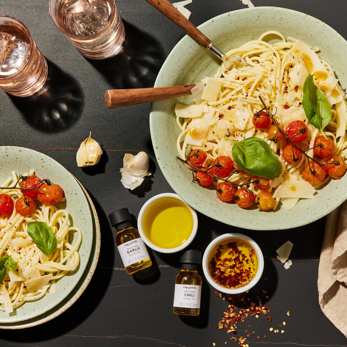 Thoughtfully truffle EVOO bottle ideal for finishing pasta and risotto
