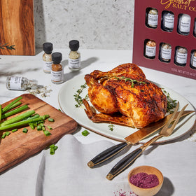 Thoughtfully Gourmet salt merlot bottle offers wine-kissed depth for beef, mushrooms, and sauces.