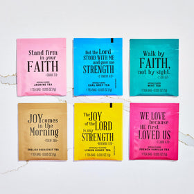 Thoughtfully Gourmet tea collection with six varieties ideal for Bible study moments.
