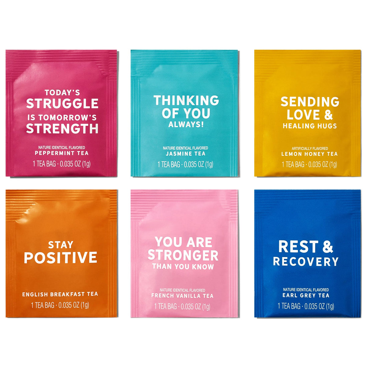 Thoughtfully Gourmet Tea Gift Set six flavors lineup, offering variety for moods.