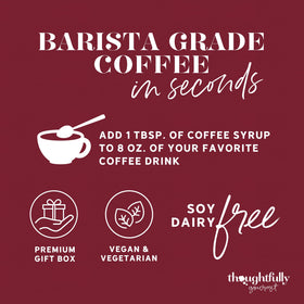 Thoughtfully Gourmet vanilla syrup bottle enhances home coffee flavor easily