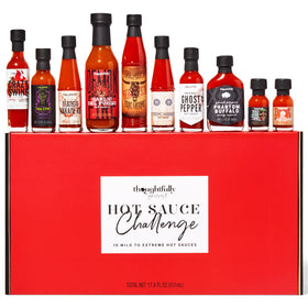 Thoughtfully hot sauce challenge lineup featuring Smoky Bourbon for a mellow start