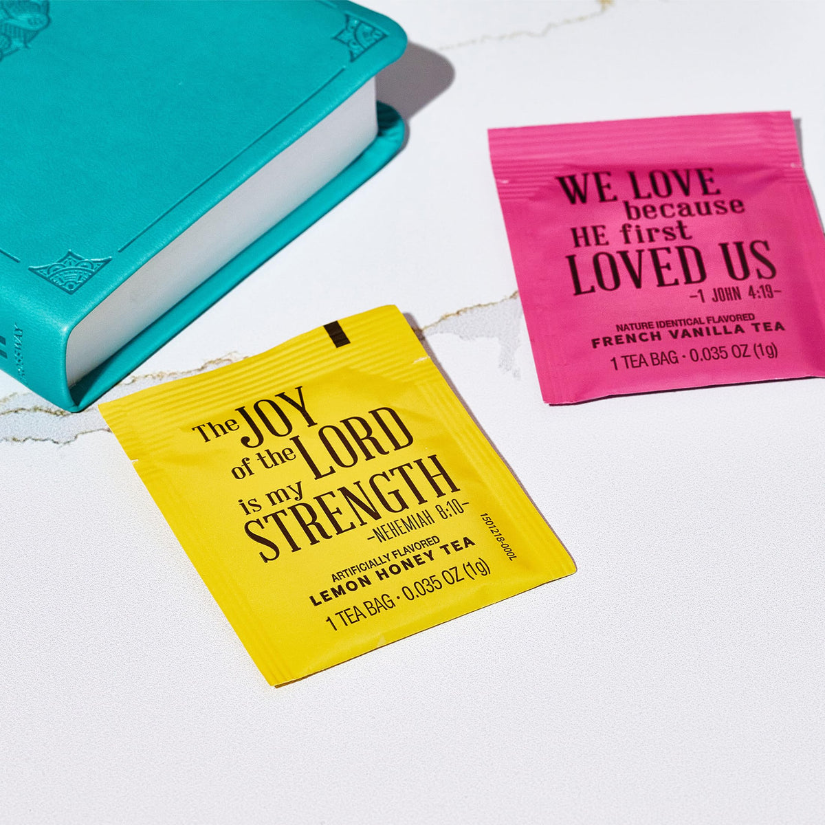 Thoughtfully Mint Green tea sachets, a refreshing caffeine-light option.