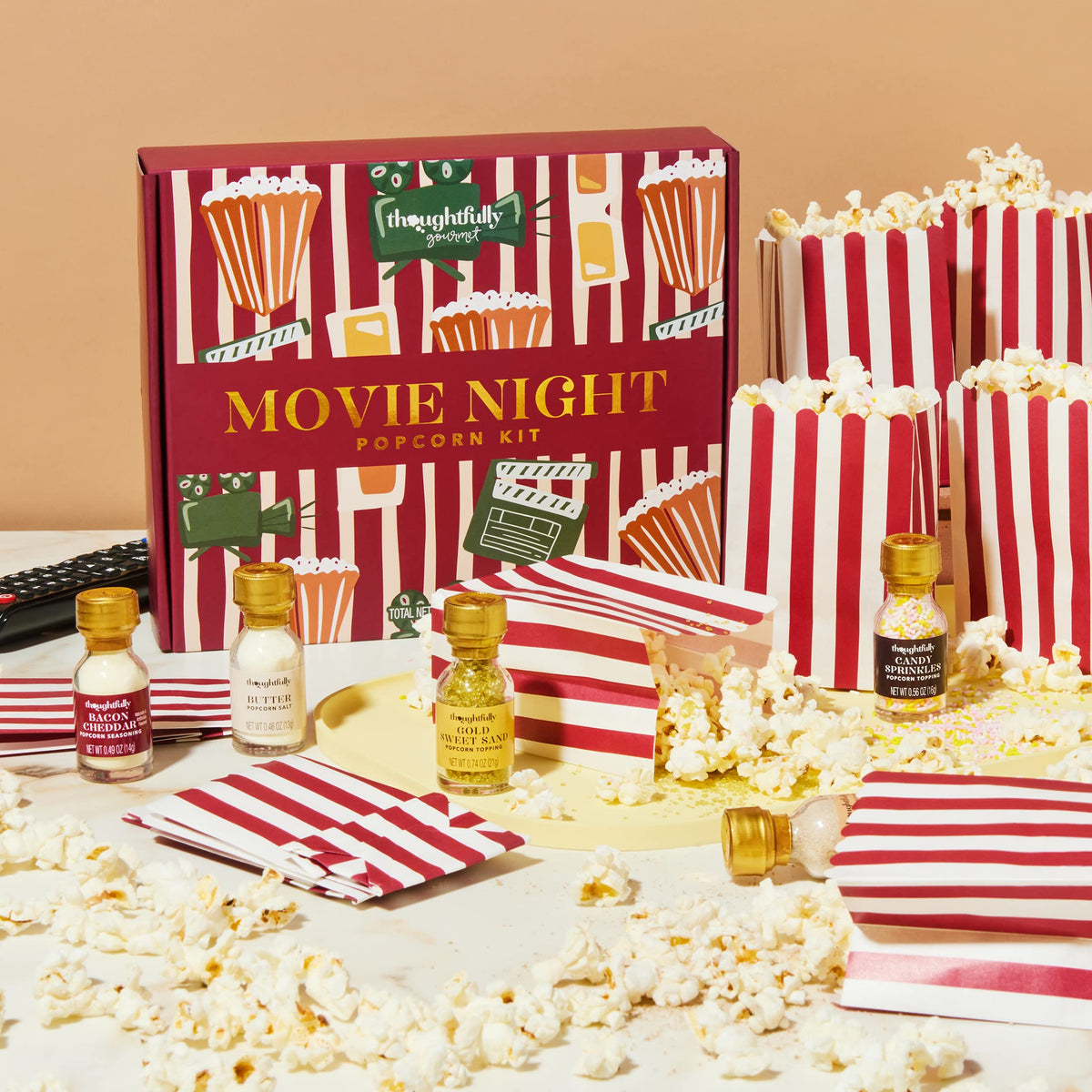 Thoughtfully Movie Night Popcorn Set mixed kernels add variety for flavor experiments.