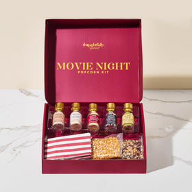 Thoughtfully Movie Night Popcorn Set Nacho Cheddar seasoning boosts savory popcorn.