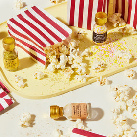 Thoughtfully Movie Night Popcorn Set Tuxedo candy sprinkles create fun contrast.