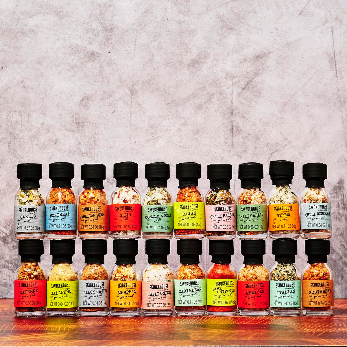 Thoughtfully Smokehouse 20-spice collection ready to elevate any cookout.