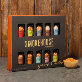 Thoughtfully Smokehouse mini bottles add smoky spice to vegetables and seafood.
