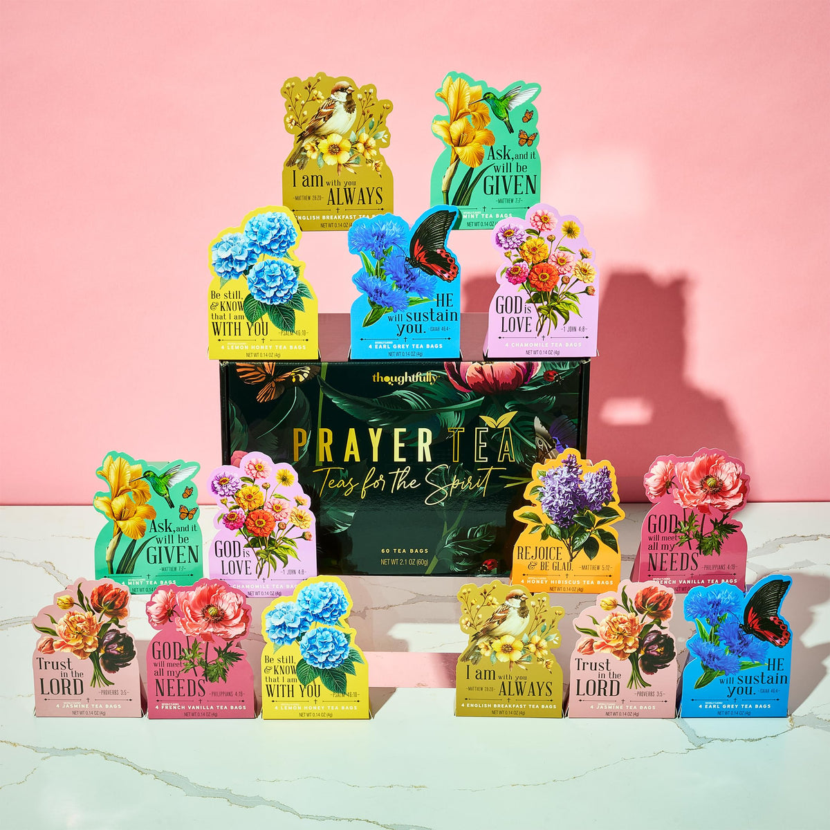 Thoughtfully Tea Affirmations Set display scene—compact gift for Easter or study groups.