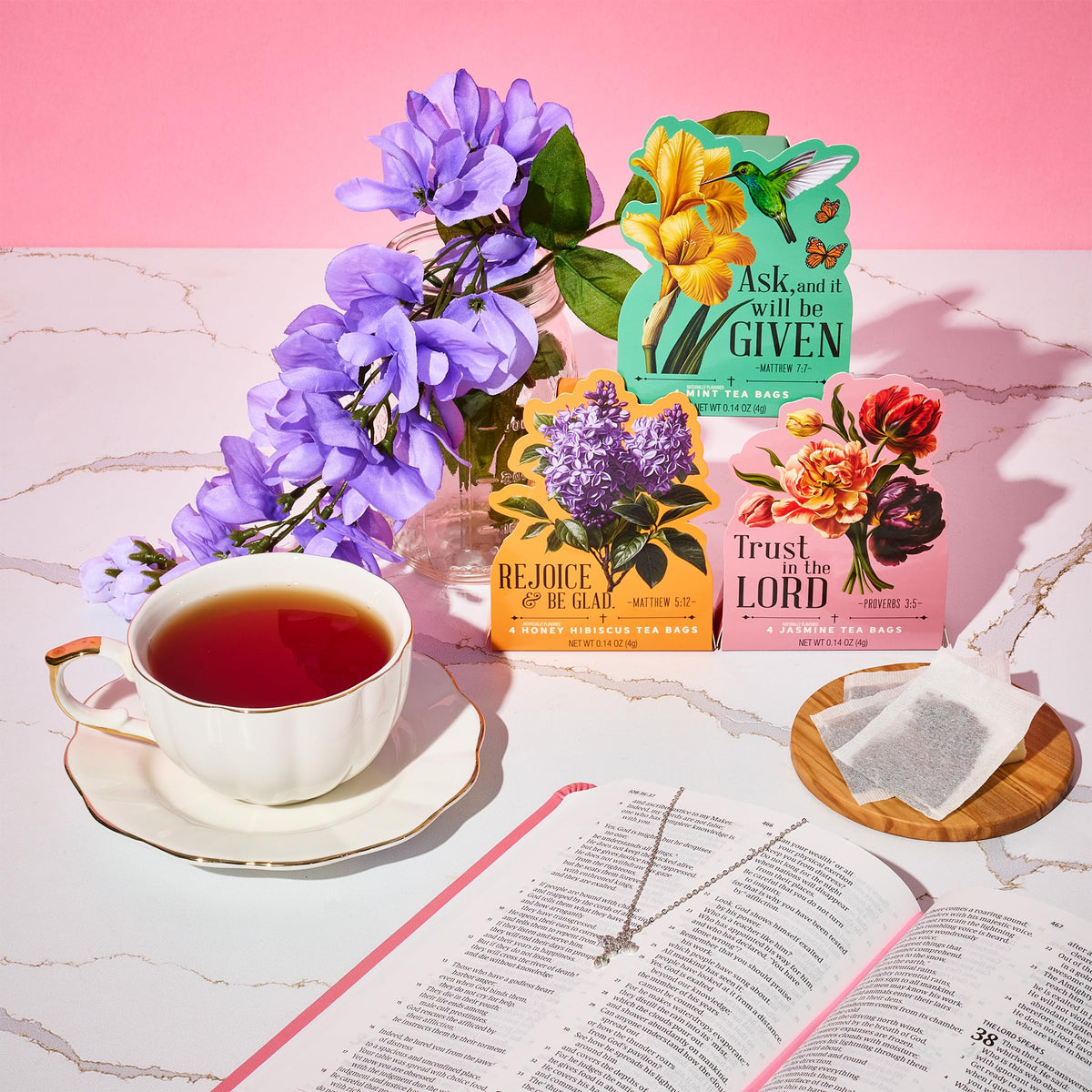 Thoughtfully Tea Affirmations Set tea bags inside—convenient for sharing.