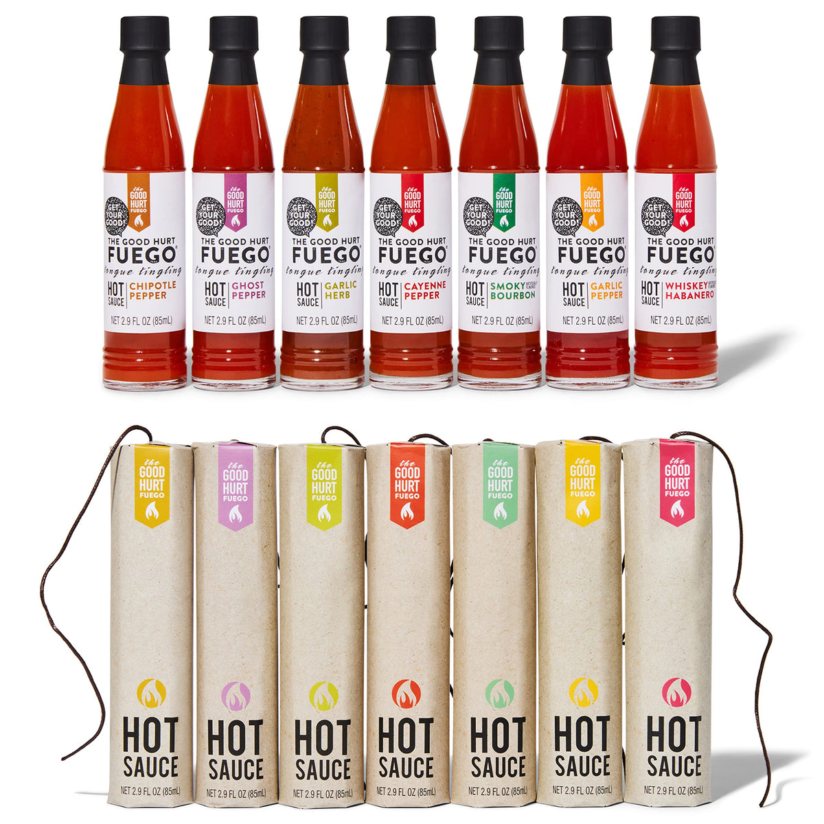Thoughtfully The Good Hurt Fuego Smoky Bourbon bottle enhances BBQ and grilled meats.