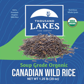 Thousand Lakes wild rice grains closeup showing texture for pilafs.