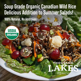 Thousand Lakes packaging and label for organic kosher wild rice.