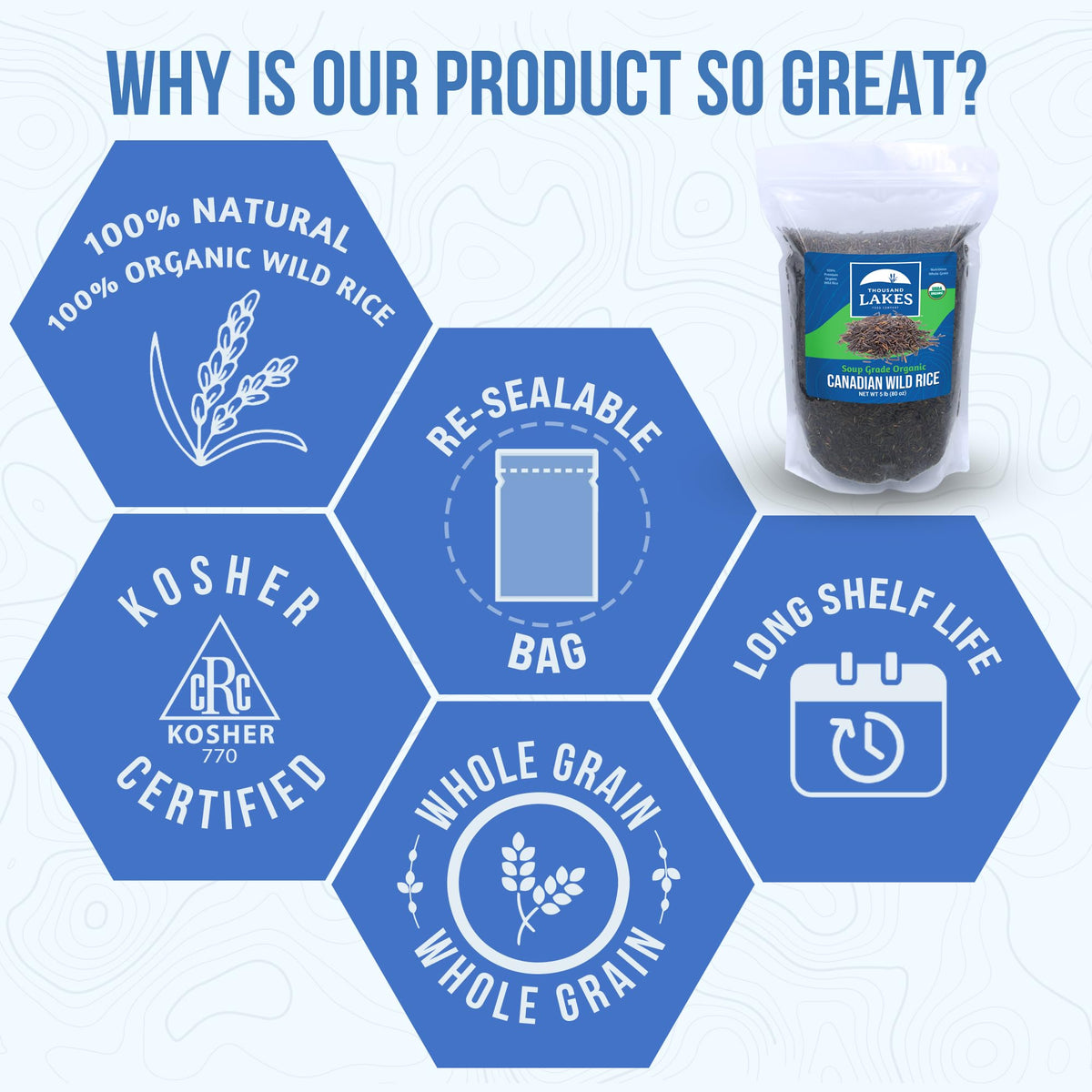 Thousand Lakes wild rice protein-rich grains underscore nutritious texture for dinners.