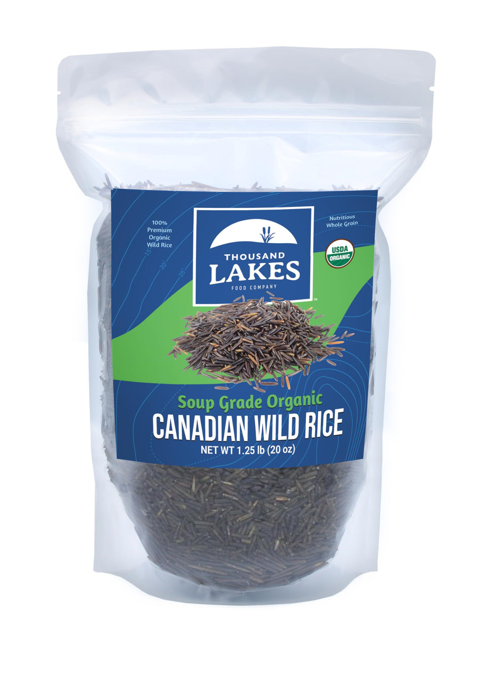 Thousand Lakes Soup Grade wild rice bag, versatile base for soups and casseroles.