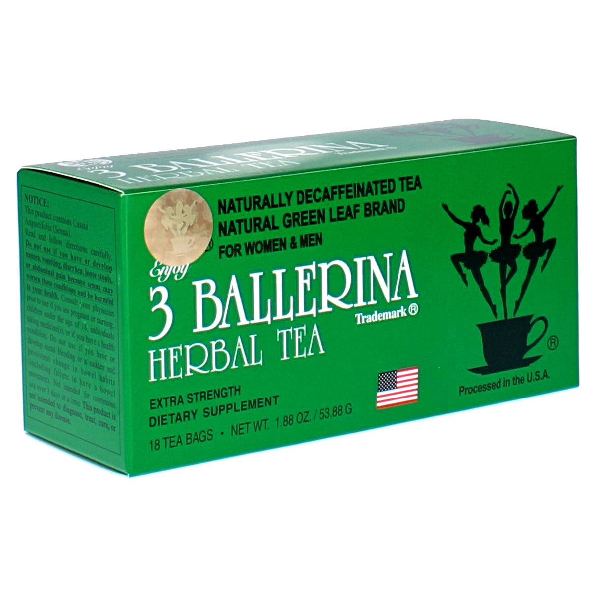 3 Ballerina Herbal Tea Extra Strength hot-brew ideal for evenings.