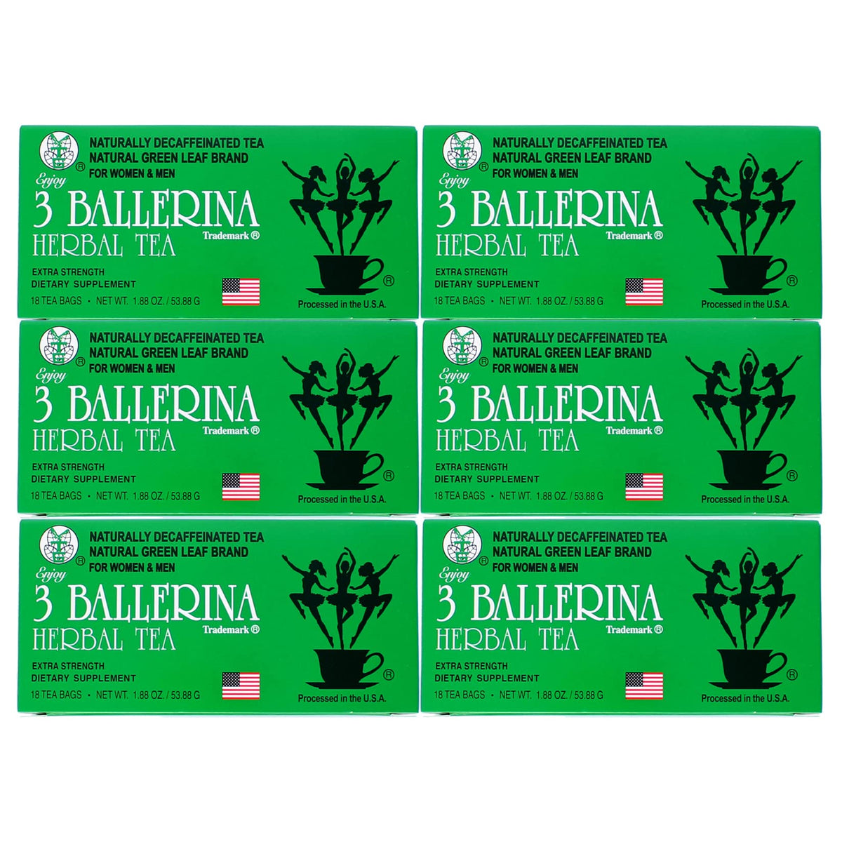 3 Ballerina Herbal Tea Extra Strength pack 6 for bulk daily brewing.